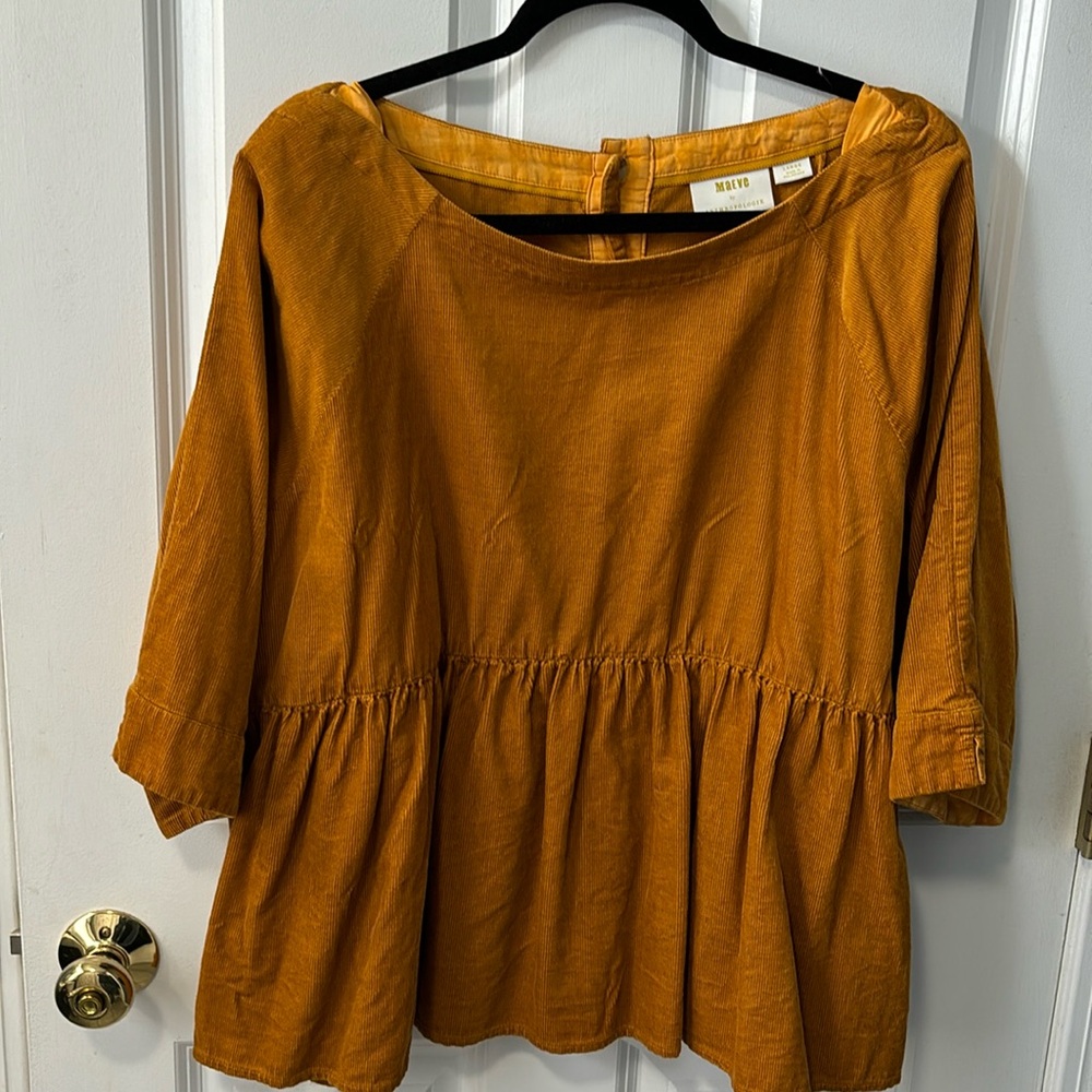 Maeve Ruffled Corduroy Top